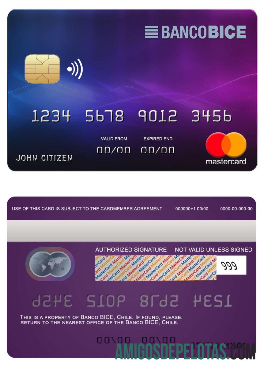 Chile BICE Bank Mastercard exemplo real